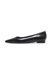 Women's black leather ballet flats BUTYD-1308-99(Z26). Side view on white background-02.