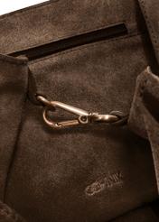 Dark brown leather women's handbag TORES-1252-1I(W26) - close-up detail, on white background.