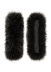 Natural fur cuffs MANDF-0003-95(Z25) - unfolded product view from above on a white background.