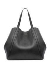 Black leather women's shopper bag TORES-1208-9I(W26)