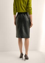 Women's black leather skirt SPCDS-0031-9I(Z26) - back view of the product, against a light background. Half of the silhouette visible.