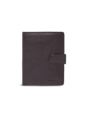 Brown leather men's wallet PORMS-0704-1H(Z26), front product view on white background.