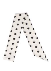 Cream women's scarf with polka dots SZADT-0187-0P(W26) - front product view, on a white background.