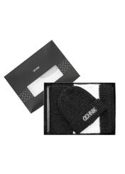 Black hat and scarf set ZESTD-0010-99(Z25) - front product view on white background.