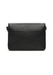 Women's black leather messenger bag TORES-1316-99(Z26) - product view from the back, on a white background.