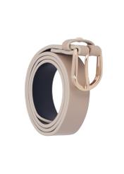 Beige leather women's belt PASDS-0345-1B(Z26), diagonal product view on white background.