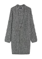 Women's cardigan in graphite color KARDT-0055-95(Z25), product view from the front on a white background.