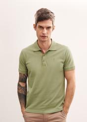 Green men's polo shirt with logo POLMT-0045A-51(W24)-01