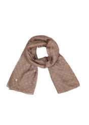 Light brown women's scarf with monogram SZADT-0200-1H(W26), front product view on white background.