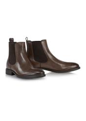 Men's brown leather Chelsea boots BUTYM-0463-1H(Z26), diagonal product view on a white background.
