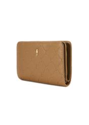 Beige women's wallet with monogram POREC-0348A-81(Z25), diagonal product view on white background.