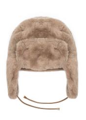 Beige women's earflap hat CZADF-0042-24(Z24)-02