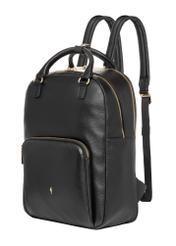Black leather women's backpack TORES-1339-9I(Z26), diagonal product view on white background.