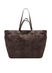 Brown suede women's bag TORES-1187-89(Z25), product view from the back on a white background.