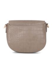 Beige women's croco messenger bag TOREC-0880-1D(W26), back view of the product on a white background.