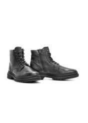 Black men's leather ankle boots BUTYM-0515-99(Z25), diagonal product view on a white background.
