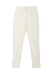 Cream fitted women's trousers SPODT-0096-0B(Z26), front product view on white background.