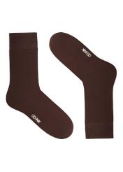 Brown men's long socks SKAMT-0203-1I(W26), side product view on white background.