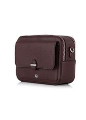 Burgundy two-compartment shoulder bag TOREC-0405C-49(Z25), diagonal view of the product on a white background.