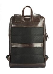 Men's brown leather backpack TORMS-0457-89(W25), product visible from behind on white background.