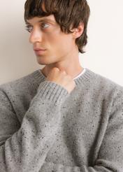 Light grey men's wool-blend sweater SWEMT-0173-9B(Z26), close-up of the product on a model.