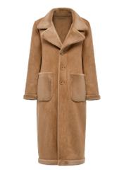 Beige double-sided long women's fur coat  FUTDP-0051-24(Z24)-07