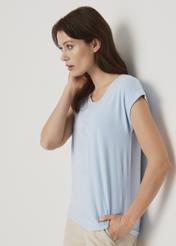 Light blue Women's T-shirt with applique TSHDT-0066-62(W22)-02