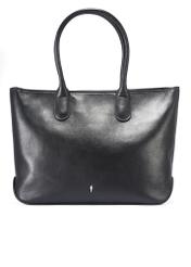 Large black leather women's handbag TORES-1149-99(Z25), product view from the front on a white background.
