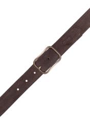 Chocolate leather women's belt PASDS-0317-90(Z25), product view with buckle on white background.