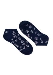 Short navy blue floral women's socks SKADT-0067-69(W24)-01