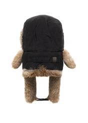 Black men's earflap hat with natural fur CZAMF-0001-9J(Z26)