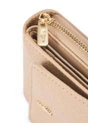Beige women's leather wallet PORES-0802R-81(Z25), close-up of the product detail, view on a white background.