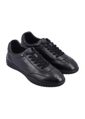 Black leather men's sports shoes BUTYM-0560-99(Z26), diagonal product view on a white background.