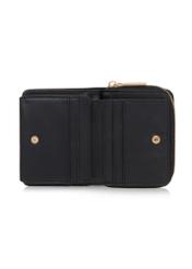 Small black women's wallet with monogram POREC-0349A-99(Z25), product view inside on white background.