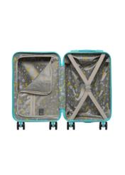 Small orange suitcase on wheels WALAB-0087-3B-18(W26), product view inside on white background.