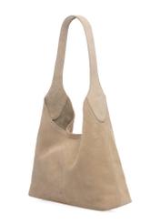 Cream suede women's handbag TORES-1308-0B(W26), diagonal product view on white background.