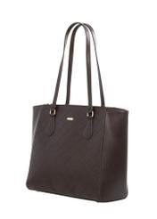 Brown women's shopper bag with monogram TOREC-1291-1I(Z26), diagonal product view on a white background.