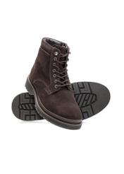 Brown suede men's ankle boots BUTYM-0515-89(Z25), diagonal product view on a white background.