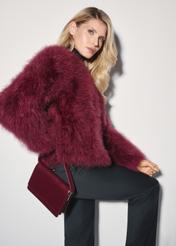 Women's leather handbag in burgundy color TORES-1189-49(Z25)