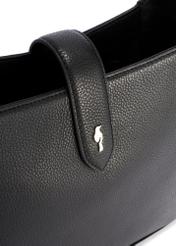 Black leather shoulder bag TORES-1211-9I(W26) - close-up detail, on white background.