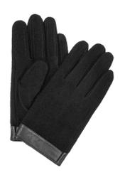 Men's black wool gloves REKMS-0084-99(Z25) - front product view on white background.