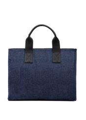 Navy blue denim women's handbag TOREN-0332-7H(W26), product view from the back on a white background.