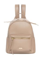 Beige small women's backpack TOREC-1256-1B(Z26). Front view on white background.