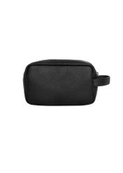 Black leather men's cosmetic bag TORMS-0537-9I(Z26), product view from the back on a white background.