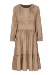 Beige pleated mini dress SUKDT-0122A-81(W24)-04