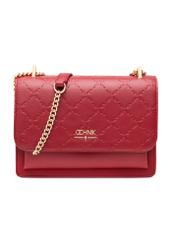 Red women's handbag with monogram TOREC-1155-4B(W26) - front product view on white background.