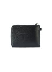 Men's leather wallet in black color PORMS-0633-99(W25), back view of the product on a white background.