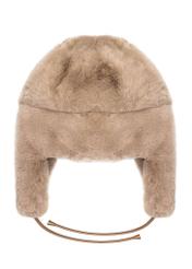 Beige women's hat with earflaps CZADF-0042-24(Z24)-03