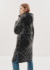 Women's long black jacket KURDT-0476-99(Z23)-03
