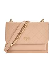 Beige women's handbag with monogram TOREC-1155-1A(W26), front product view on white background.